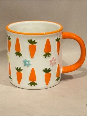 Lang CARROTS & FLOWERS Ceramic Mug, Orange, Easter, Spring, Garden, 3.75”